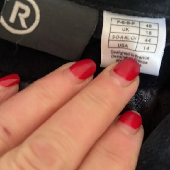 R Black size 14 black Velveteen jacket pink floral appliqué details lined - Picture 6 of 13